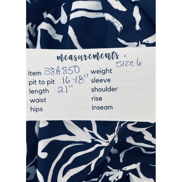 2/$30 NWT Island Escape Size 6 Floral Waist Minimizer Tankini Top Blue & White - Picture 13 of 16